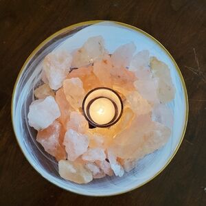 Himalayan Rock Salt Tealight Candle Lamp Bowl, Spa, Relaxing